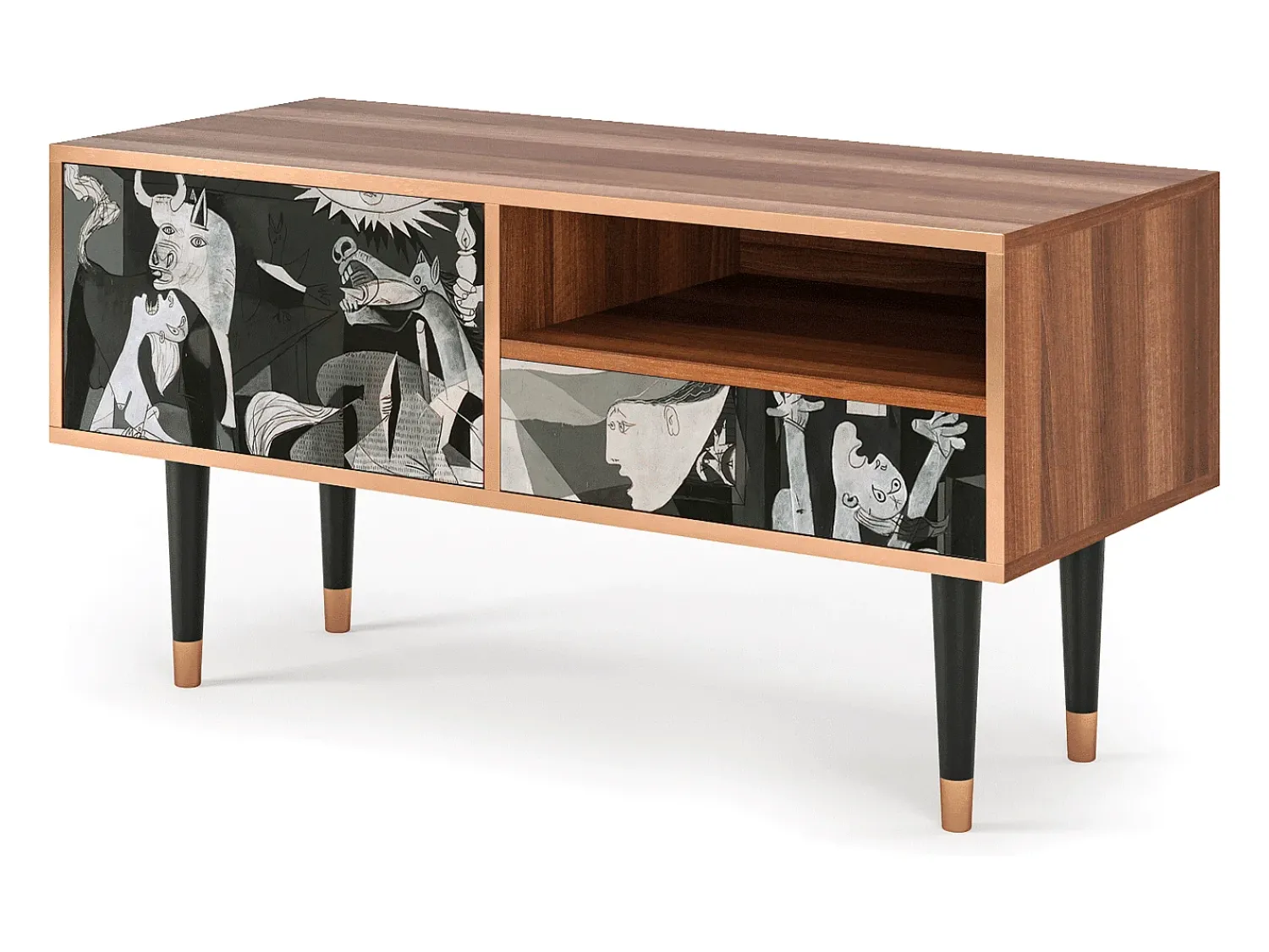 Móvel De Tv* Mueble de TV - 115х59х48 cm - T3 - Guernica by Picasso, Nogueira Castanho