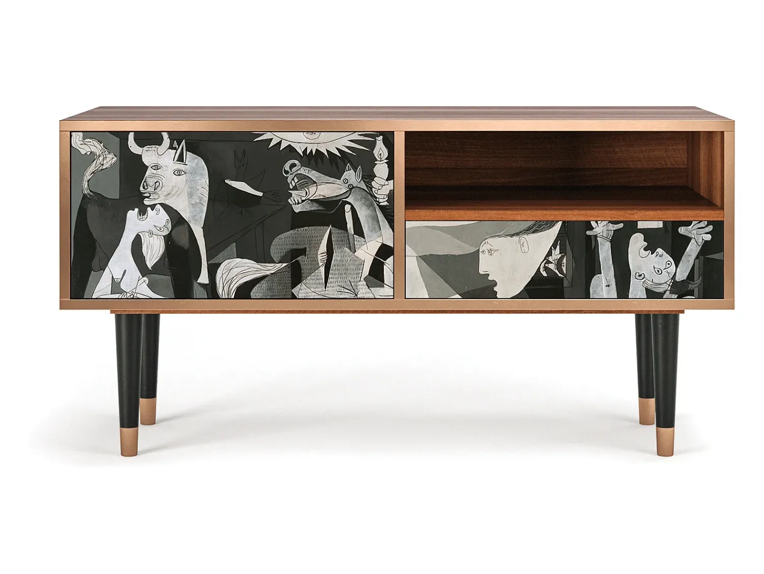 Móvel De Tv* Mueble de TV - 115х59х48 cm - T3 - Guernica by Picasso, Nogueira Castanho