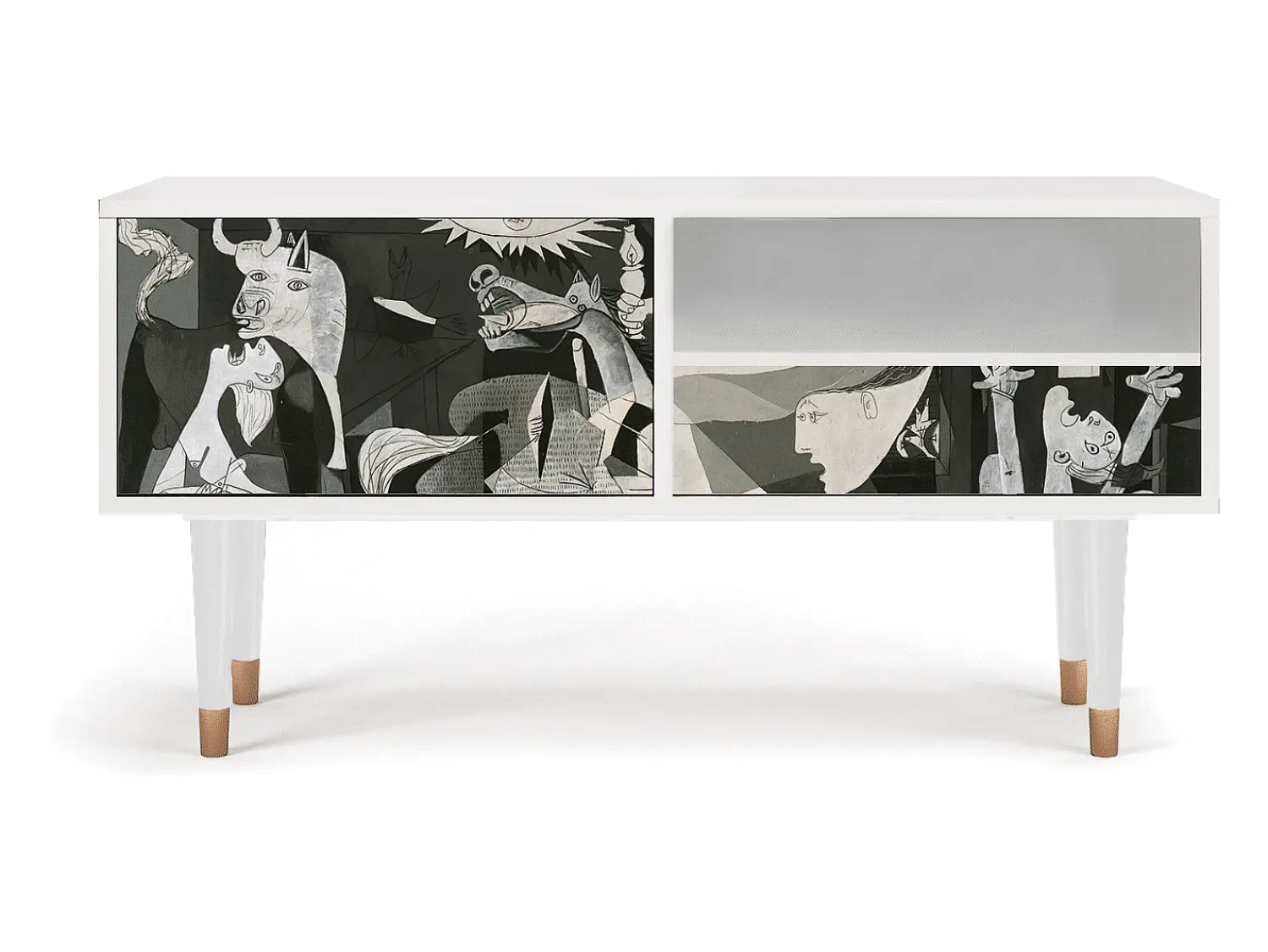 Móvel De Tv| Mueble de TV - 115х59х48 cm - T3 - Guernica by Picasso, Branco Bege