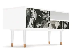 Móvel De Tv| Mueble de TV - 115х59х48 cm - T3 - Guernica by Picasso, Branco Bege