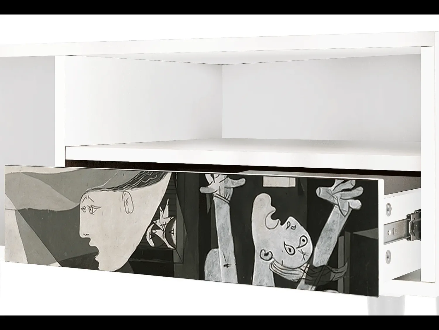 Móvel De Tv| Mueble de TV - 115х59х48 cm - T3 - Guernica by Picasso, Branco Bege