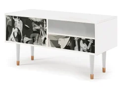 Móvel De Tv| Mueble de TV - 115х59х48 cm - T3 - Guernica by Picasso, Branco Bege