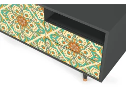 Móvel De Tv| Mueble de TV - 125х56х41 cm - T7 - Hindu Daisy, Antracite Cinza antracite