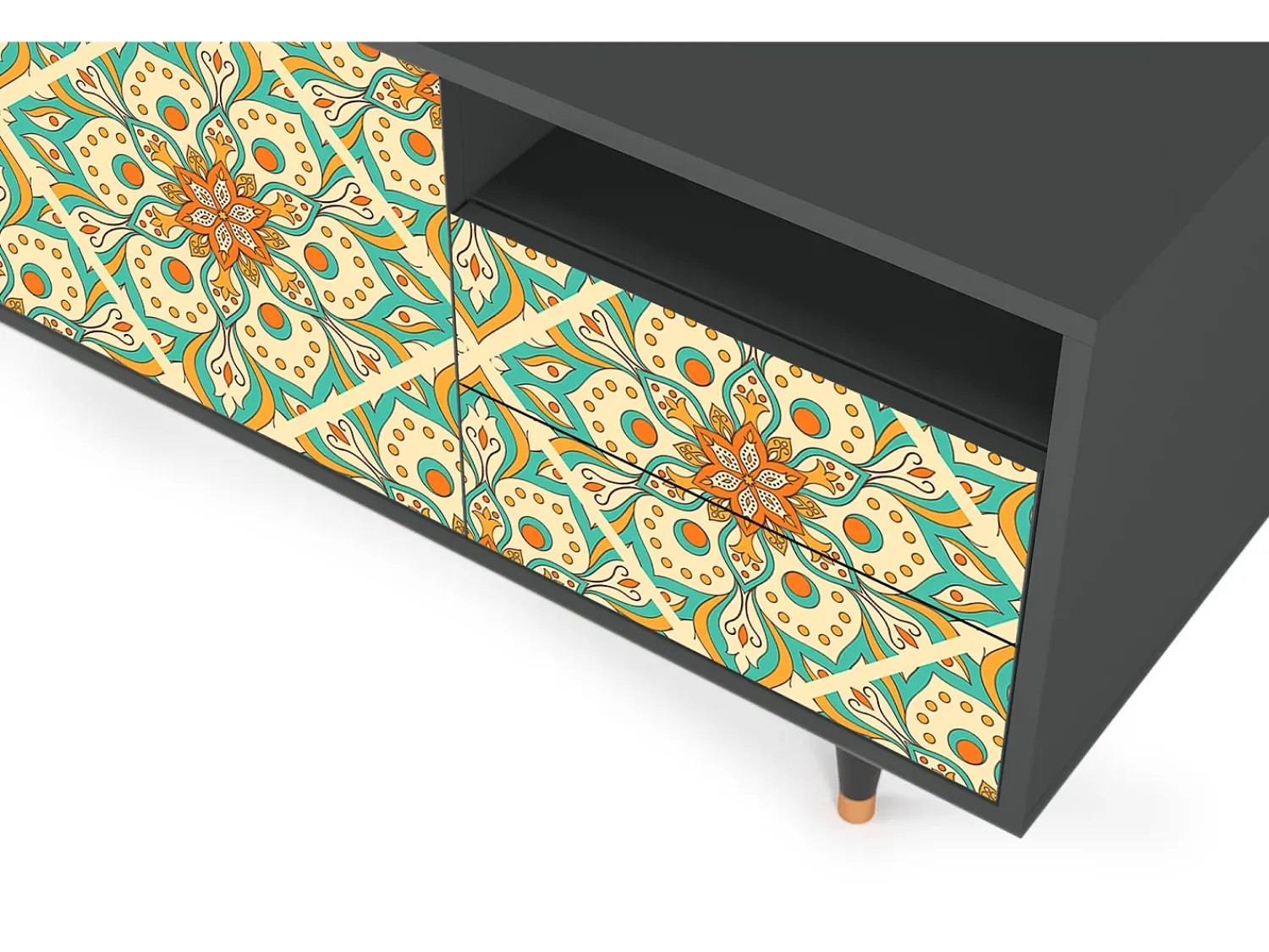Móvel De Tv| Mueble de TV - 125х56х41 cm - T7 - Hindu Daisy, Antracite Cinza antracite
