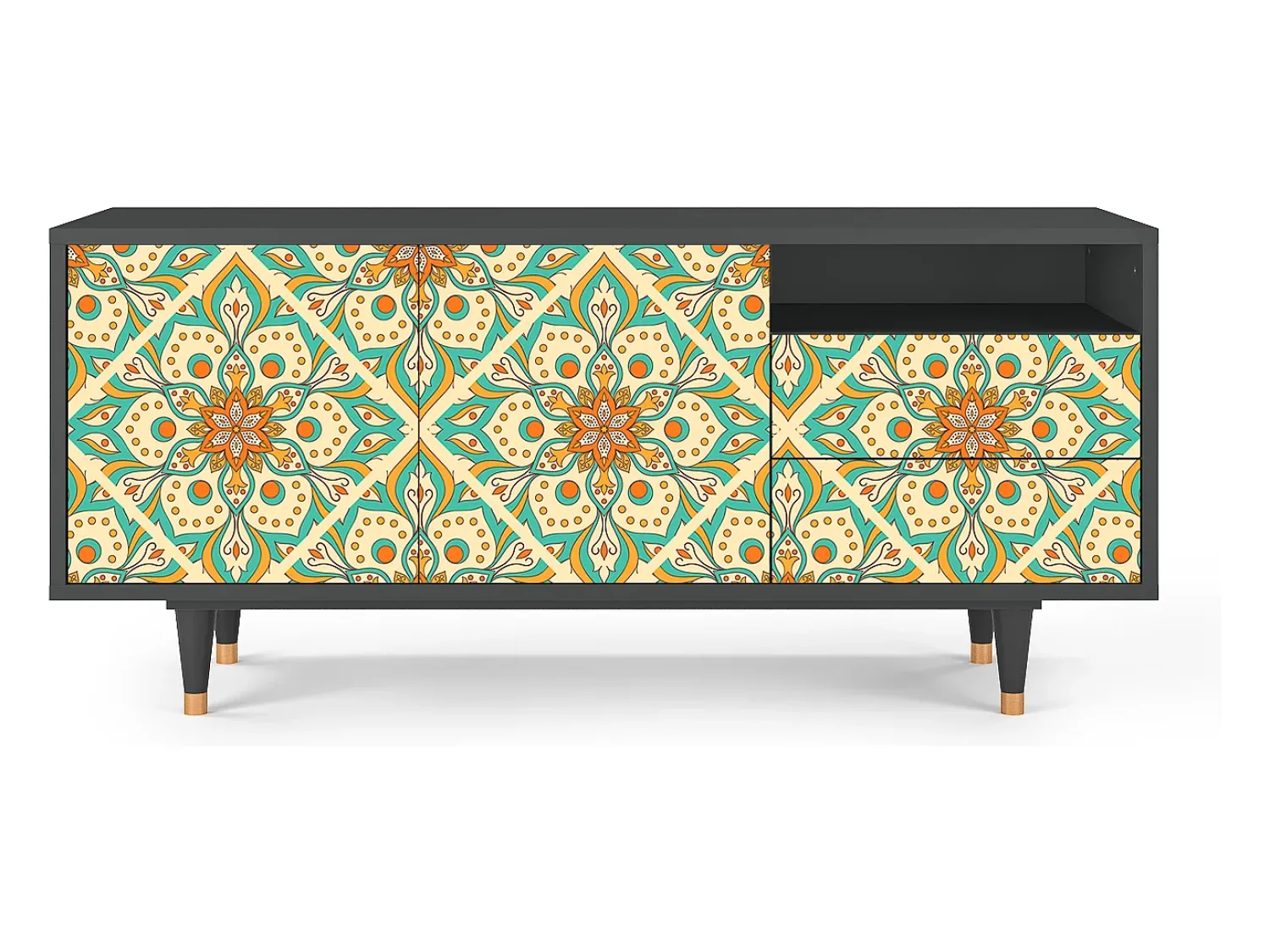 Móvel De Tv| Mueble de TV - 125х56х41 cm - T7 - Hindu Daisy, Antracite Cinza antracite