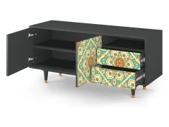 Móvel De Tv| Mueble de TV - 125х56х41 cm - T7 - Hindu Daisy, Antracite Cinza antracite