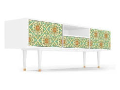 New Mueble de TV - 170х59х41 cm - T6 - Hindu Daisy, Branco Bege