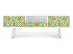 New Mueble de TV - 170х59х41 cm - T6 - Hindu Daisy, Branco Bege