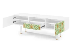 New Mueble de TV - 170х59х41 cm - T6 - Hindu Daisy, Branco Bege