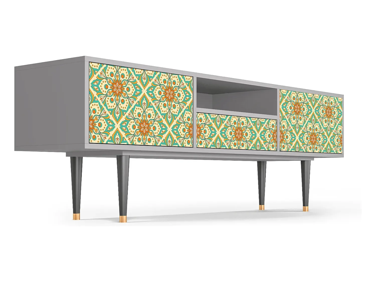 Mueble de TV - 170х59х41 cm - T6 - Hindu Daisy, Cinza^ Móvel De Tv