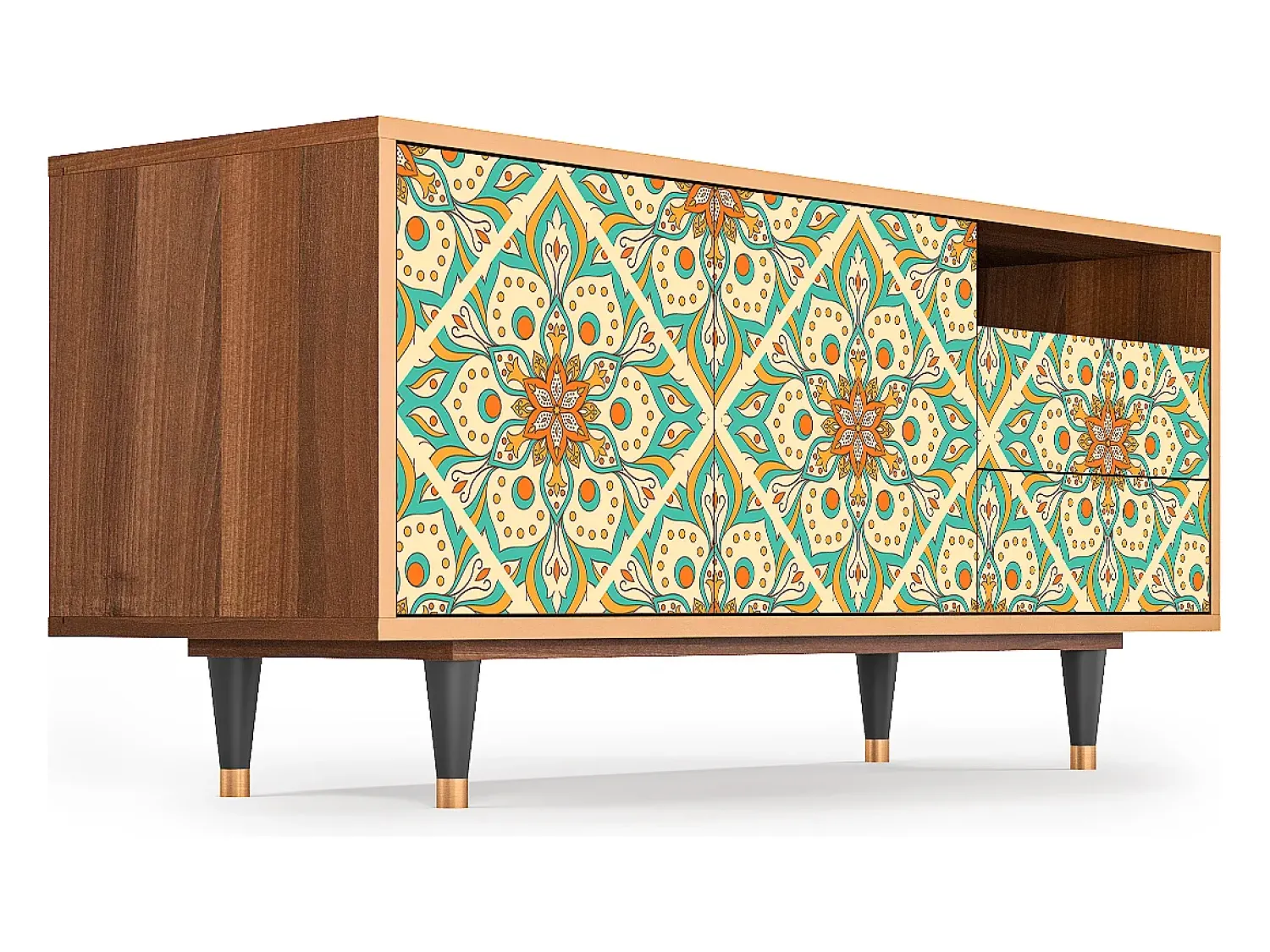 Discount Mueble de TV - 125х56х41 cm - T7 - Hindu Daisy, Nogueira Castanho