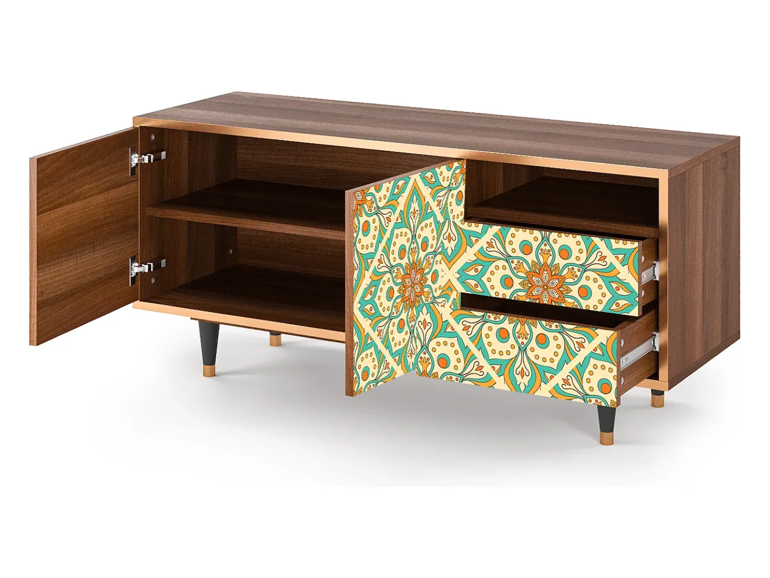 Discount Mueble de TV - 125х56х41 cm - T7 - Hindu Daisy, Nogueira Castanho