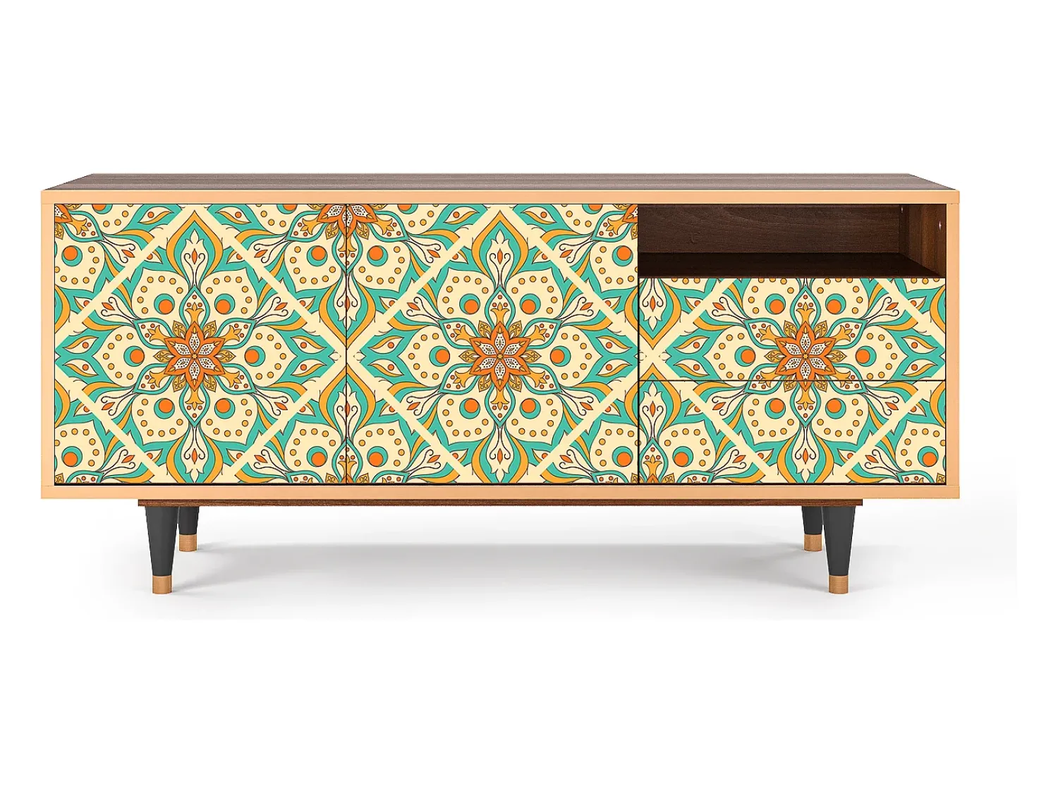 Discount Mueble de TV - 125х56х41 cm - T7 - Hindu Daisy, Nogueira Castanho