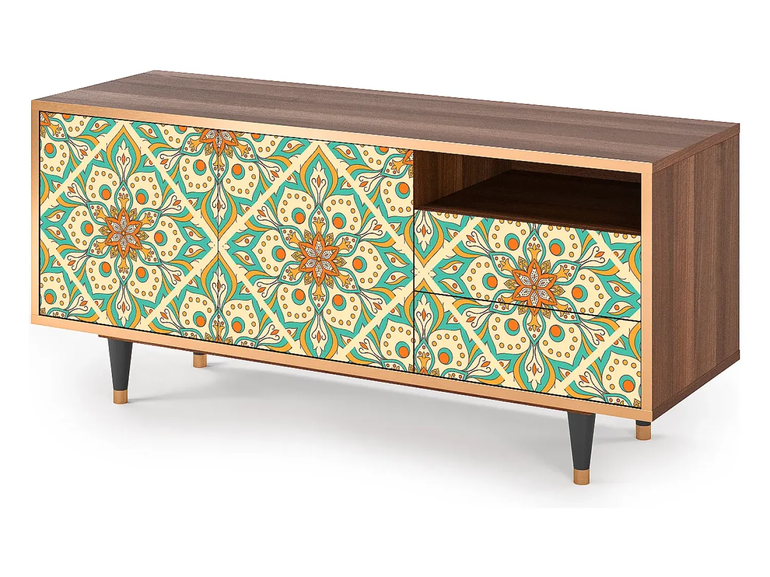 Discount Mueble de TV - 125х56х41 cm - T7 - Hindu Daisy, Nogueira Castanho