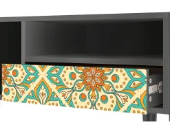 Móvel De Tv| Mueble de TV - 115х59х48 cm - T3 - Hindu Daisy, Antracite Cinza antracite