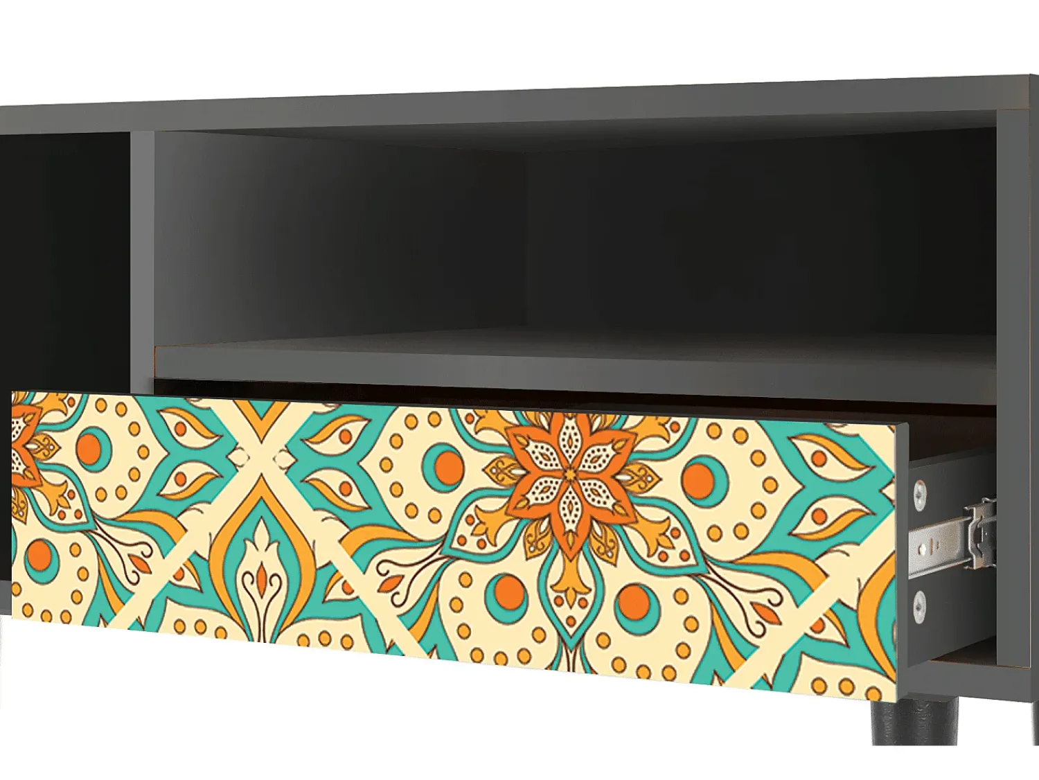 Móvel De Tv| Mueble de TV - 115х59х48 cm - T3 - Hindu Daisy, Antracite Cinza antracite