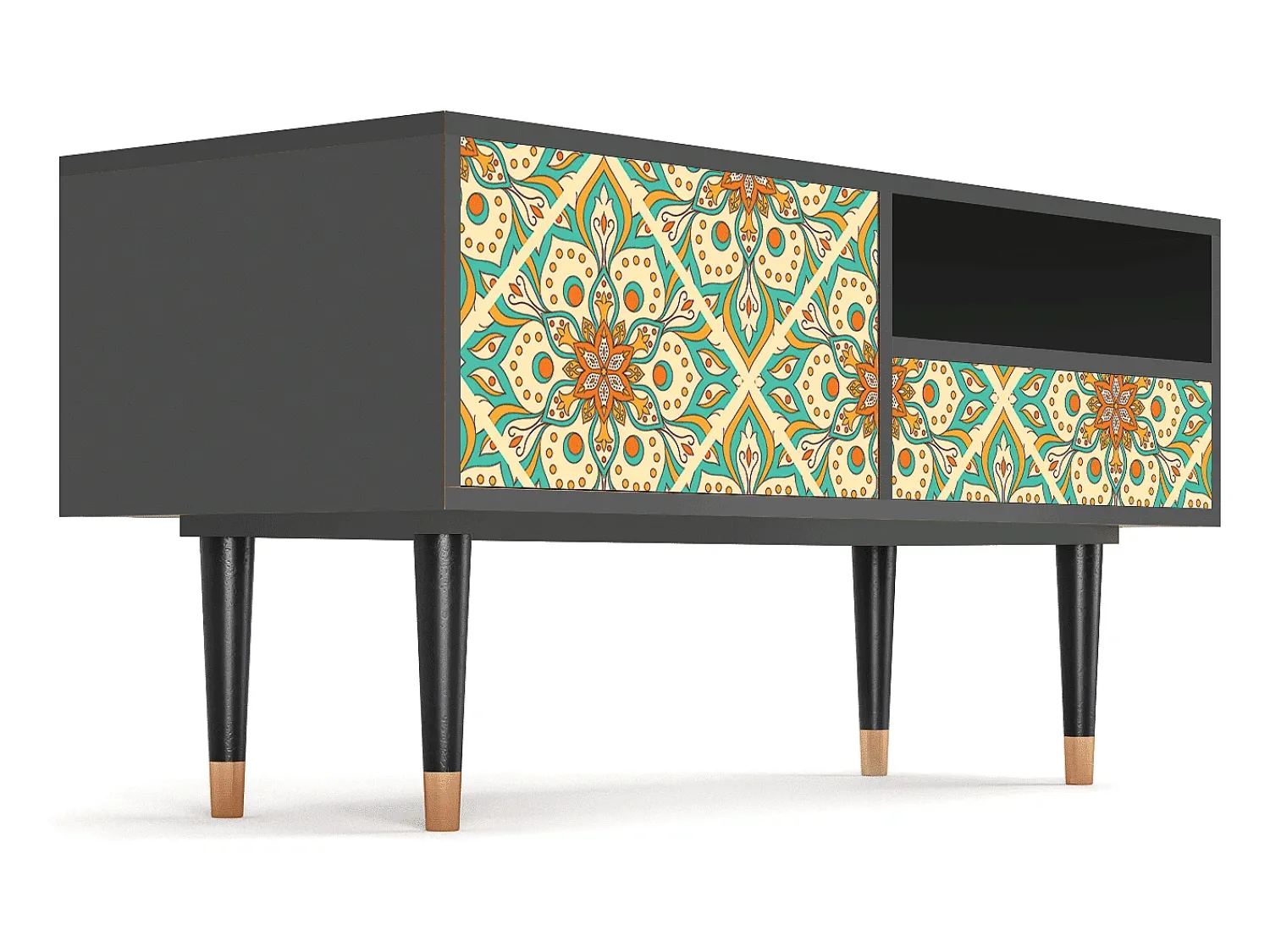 Móvel De Tv| Mueble de TV - 115х59х48 cm - T3 - Hindu Daisy, Antracite Cinza antracite
