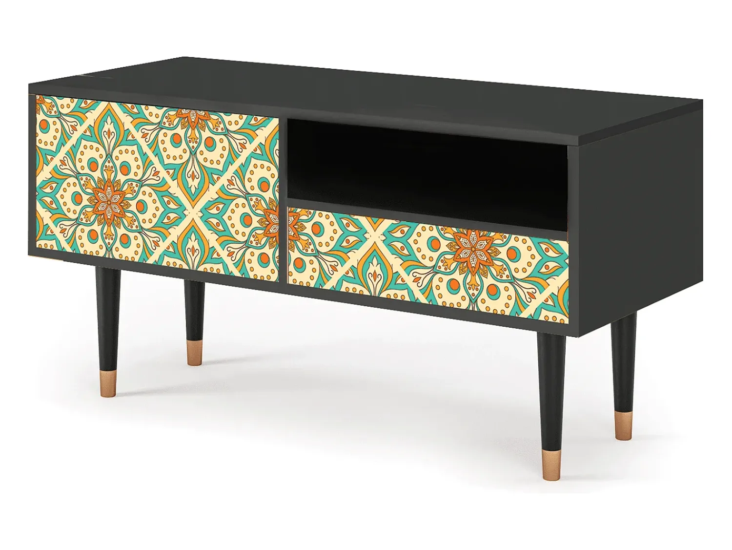 Móvel De Tv| Mueble de TV - 115х59х48 cm - T3 - Hindu Daisy, Antracite Cinza antracite