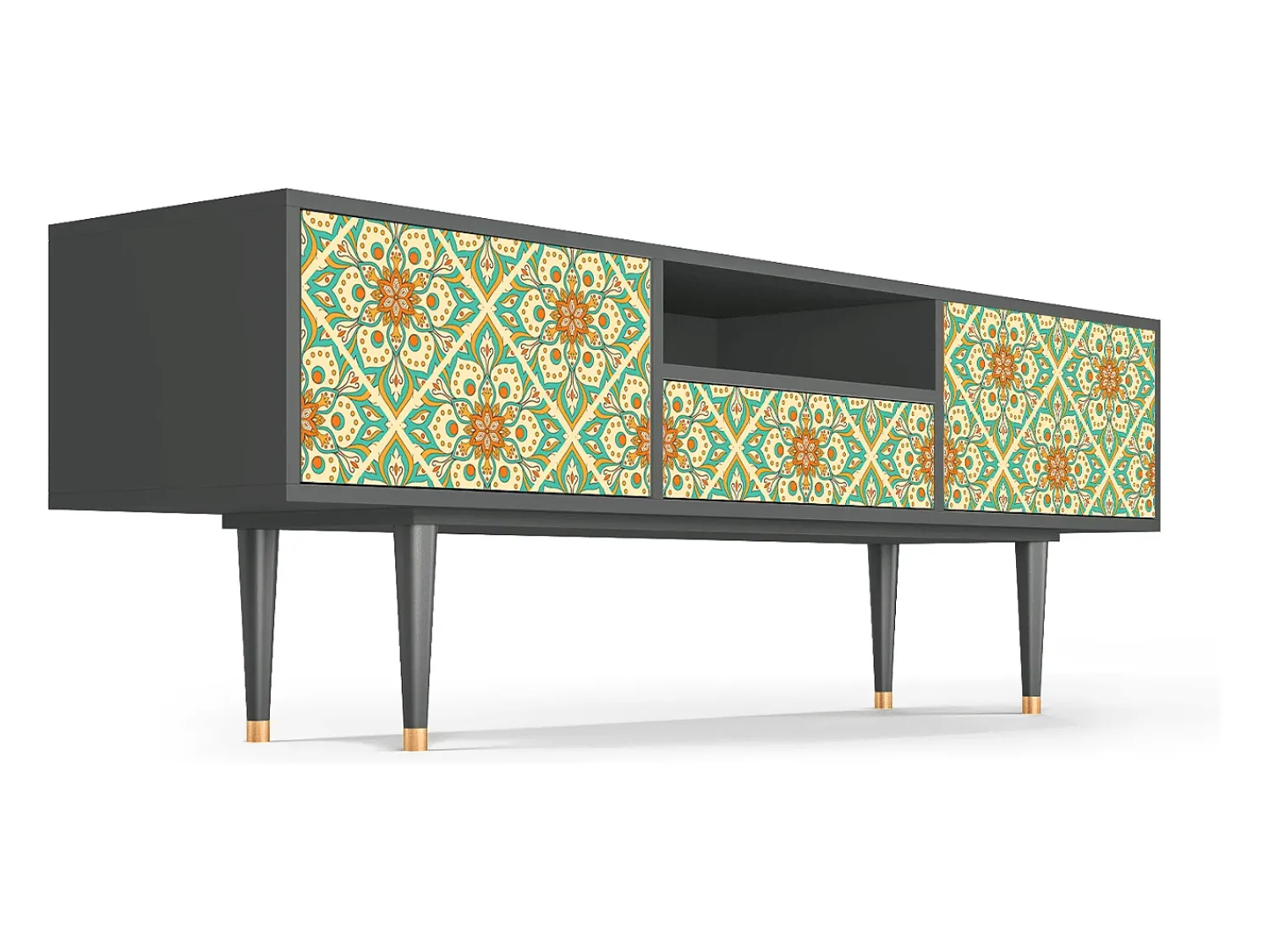 Móvel De Tv* Mueble de TV - 170х59х41 cm - T6 - Hindu Daisy, Antracite Cinza antracite