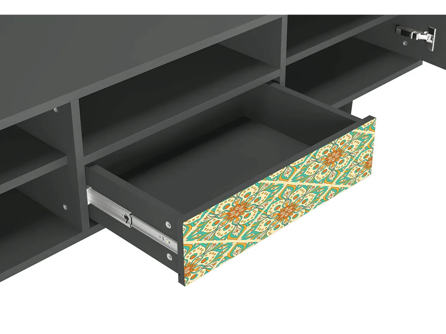 Móvel De Tv* Mueble de TV - 170х59х41 cm - T6 - Hindu Daisy, Antracite Cinza antracite