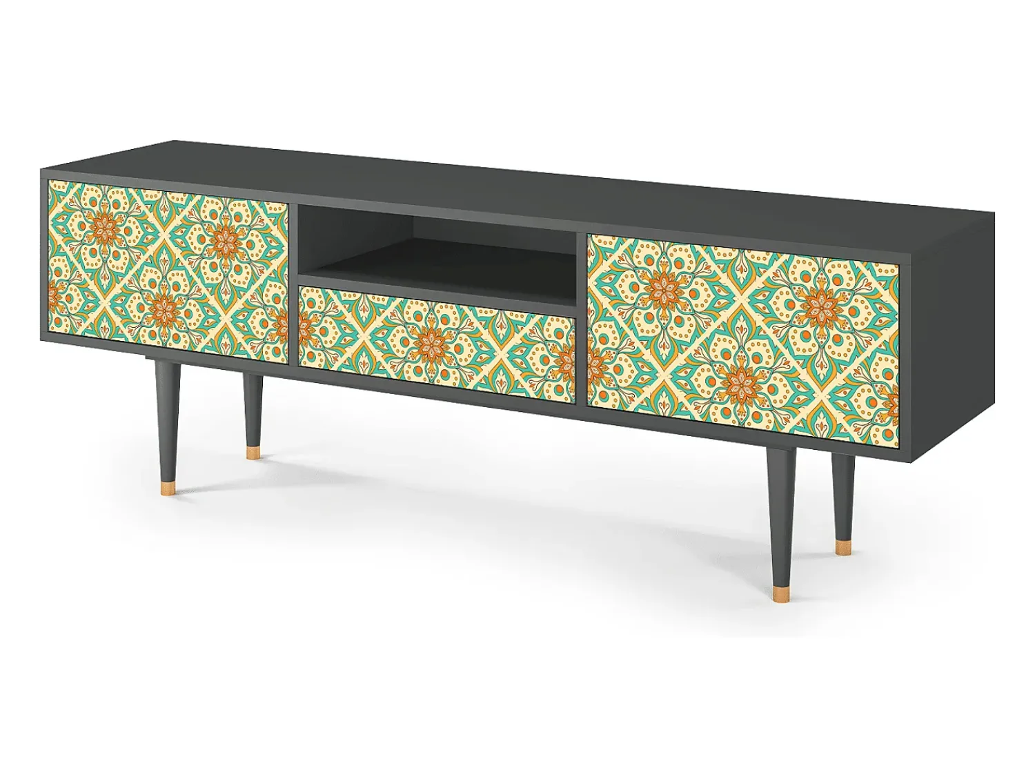 Móvel De Tv* Mueble de TV - 170х59х41 cm - T6 - Hindu Daisy, Antracite Cinza antracite