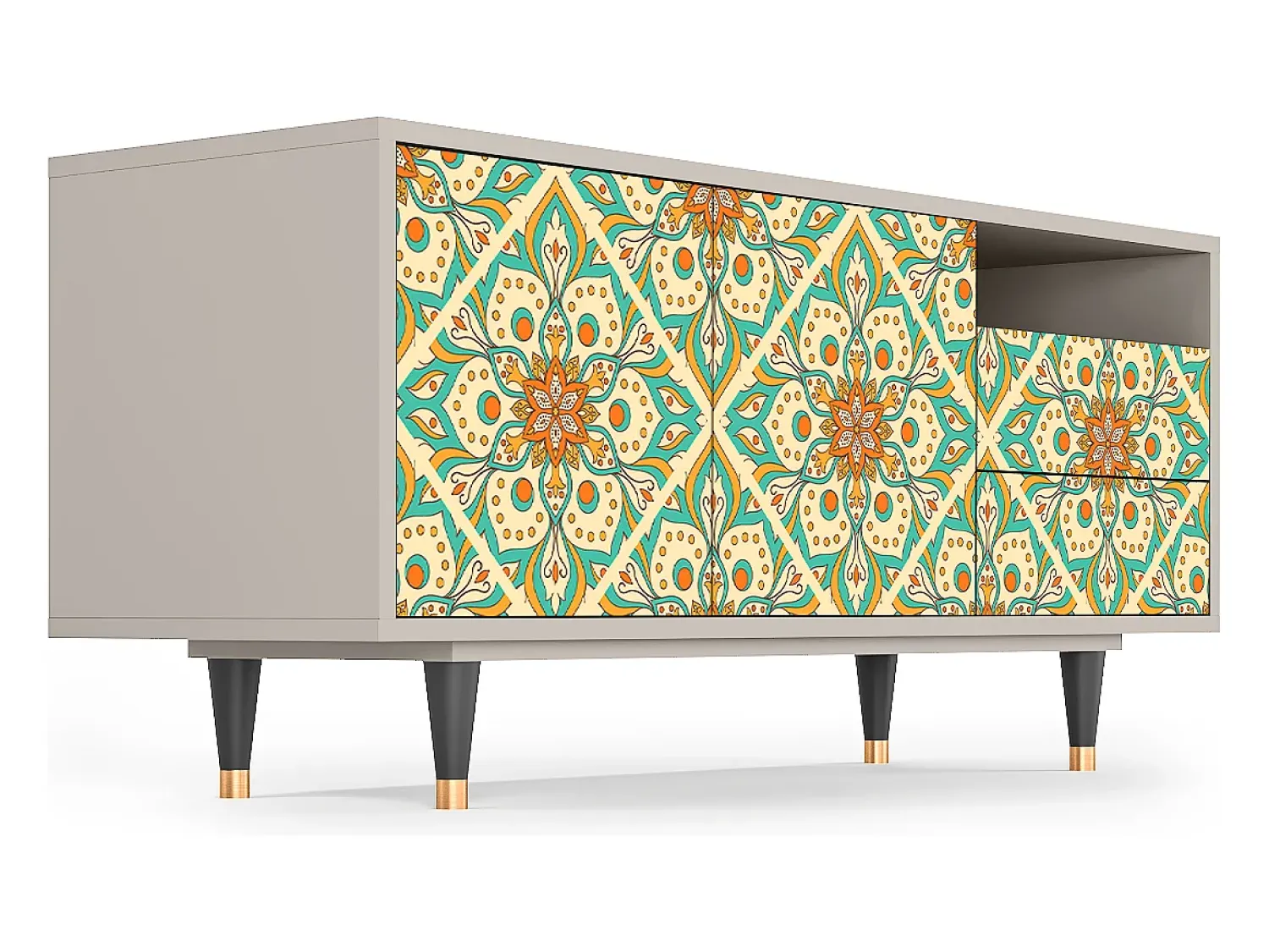 Mueble de TV - 125х56х41 cm - T7 - Hindu Daisy, Areia^ Móvel De Tv