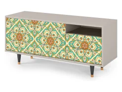 Mueble de TV - 125х56х41 cm - T7 - Hindu Daisy, Areia^ Móvel De Tv