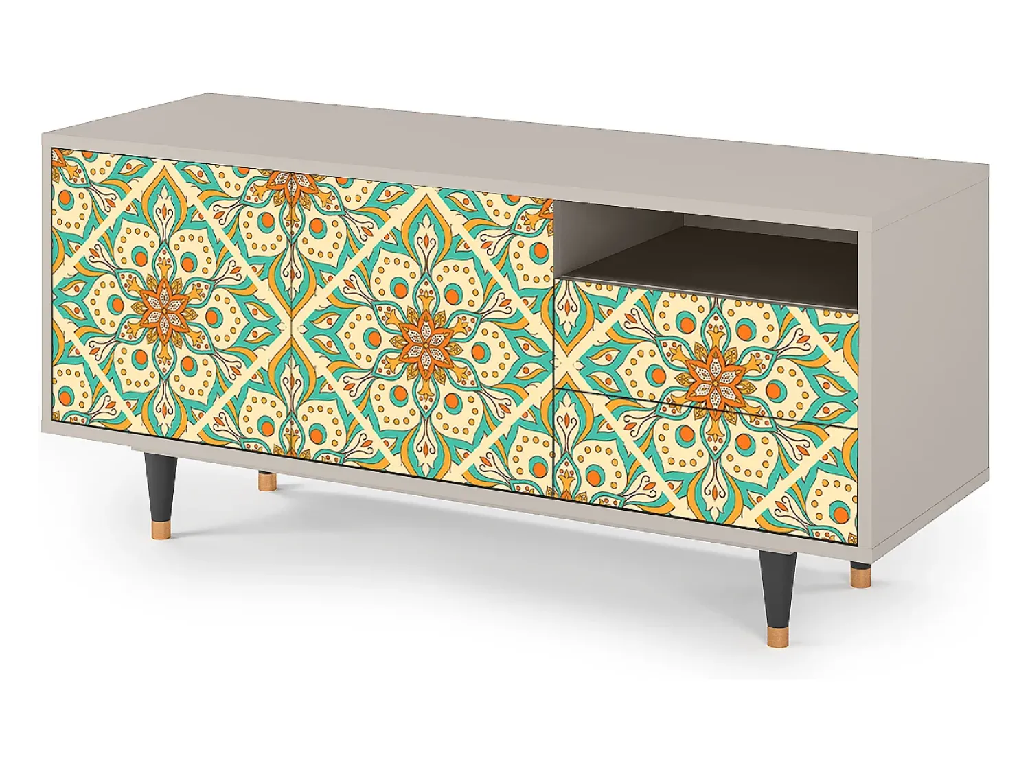Mueble de TV - 125х56х41 cm - T7 - Hindu Daisy, Areia^ Móvel De Tv