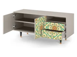 Mueble de TV - 125х56х41 cm - T7 - Hindu Daisy, Areia^ Móvel De Tv