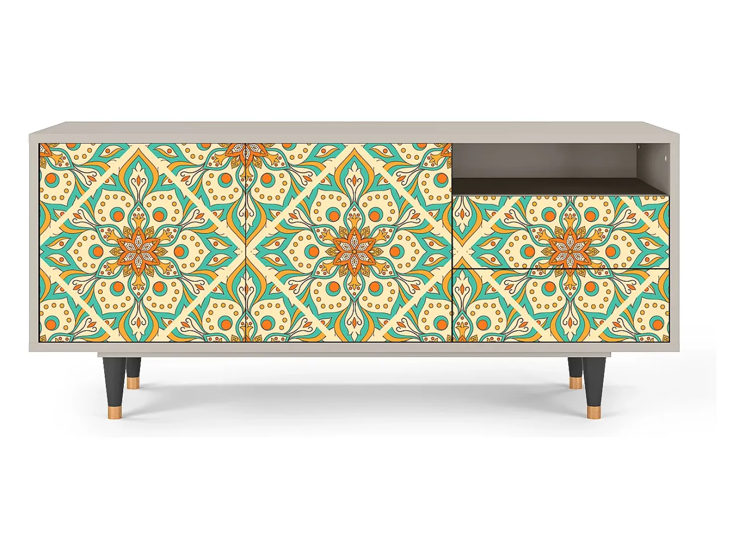 Mueble de TV - 125х56х41 cm - T7 - Hindu Daisy, Areia^ Móvel De Tv