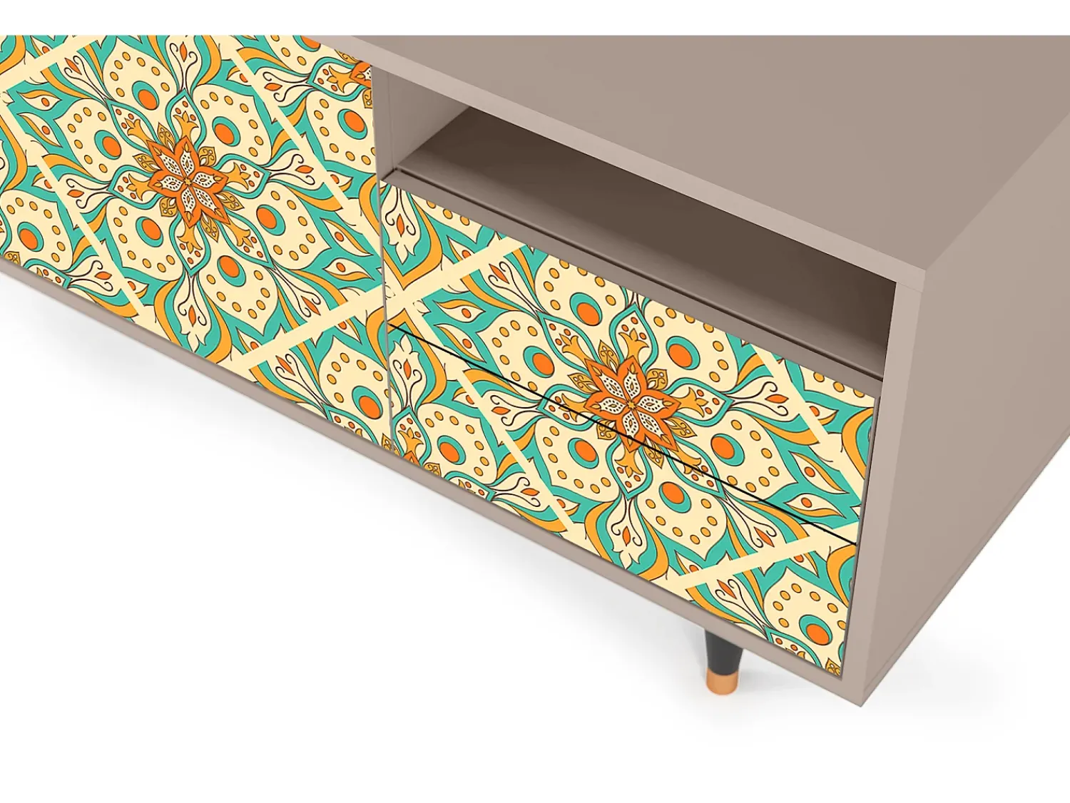Móvel De Tv| Mueble de TV - 125х56х41 cm - T7 - Hindu Daisy, Latte Bege