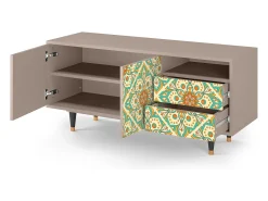 Móvel De Tv| Mueble de TV - 125х56х41 cm - T7 - Hindu Daisy, Latte Bege