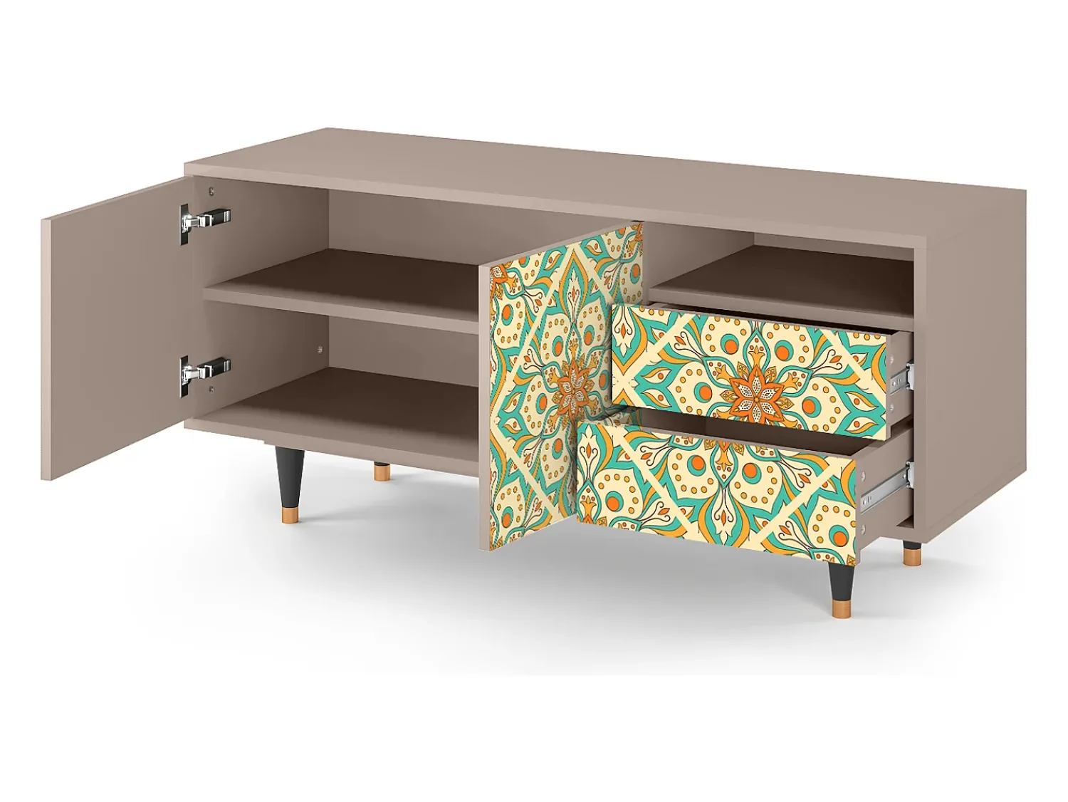 Móvel De Tv| Mueble de TV - 125х56х41 cm - T7 - Hindu Daisy, Latte Bege