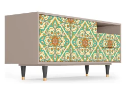 Móvel De Tv| Mueble de TV - 125х56х41 cm - T7 - Hindu Daisy, Latte Bege