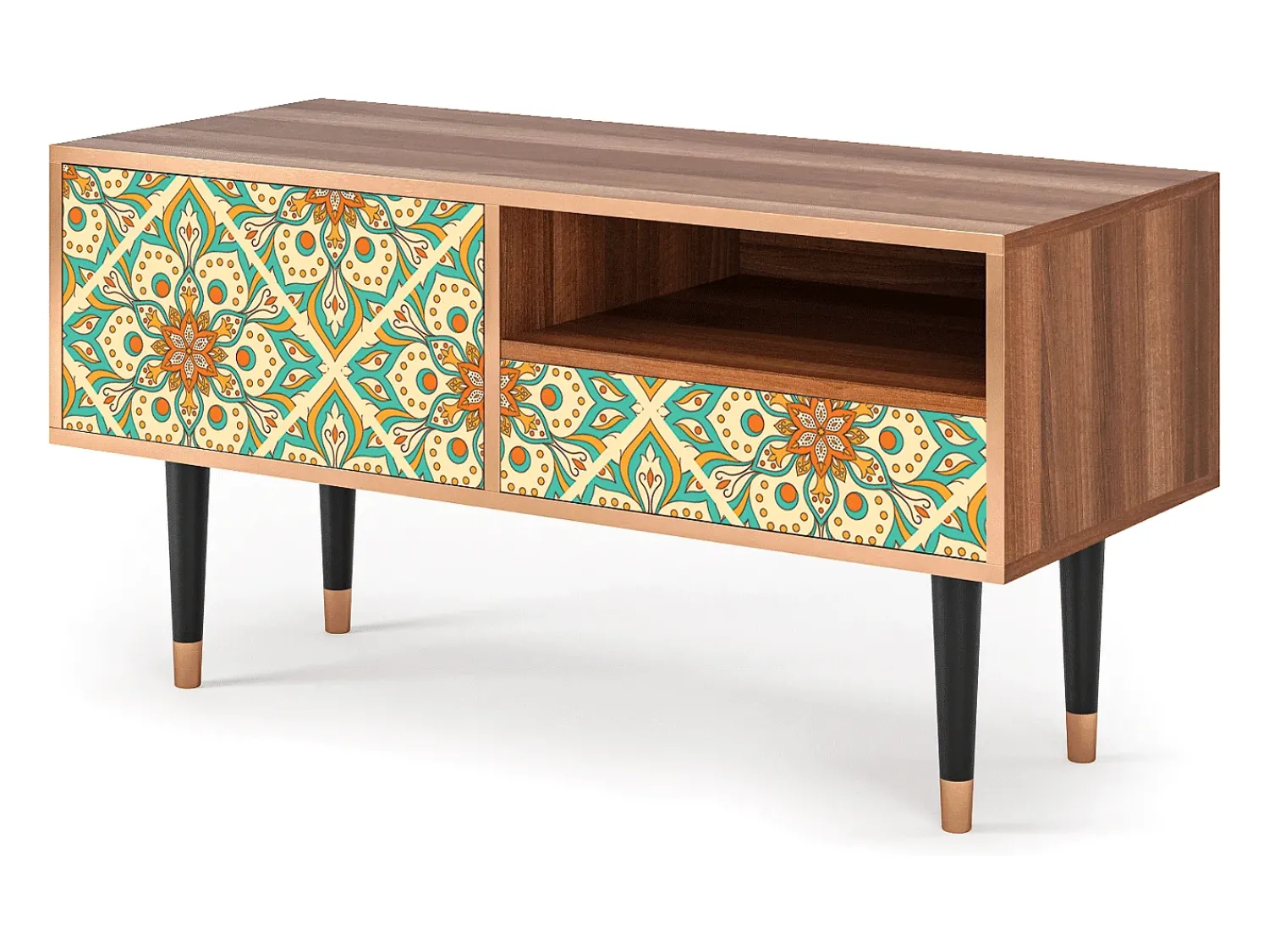 Mueble de TV - 115х59х48 cm - T3 - Hindu Daisy, Nogueira^ Móvel De Tv