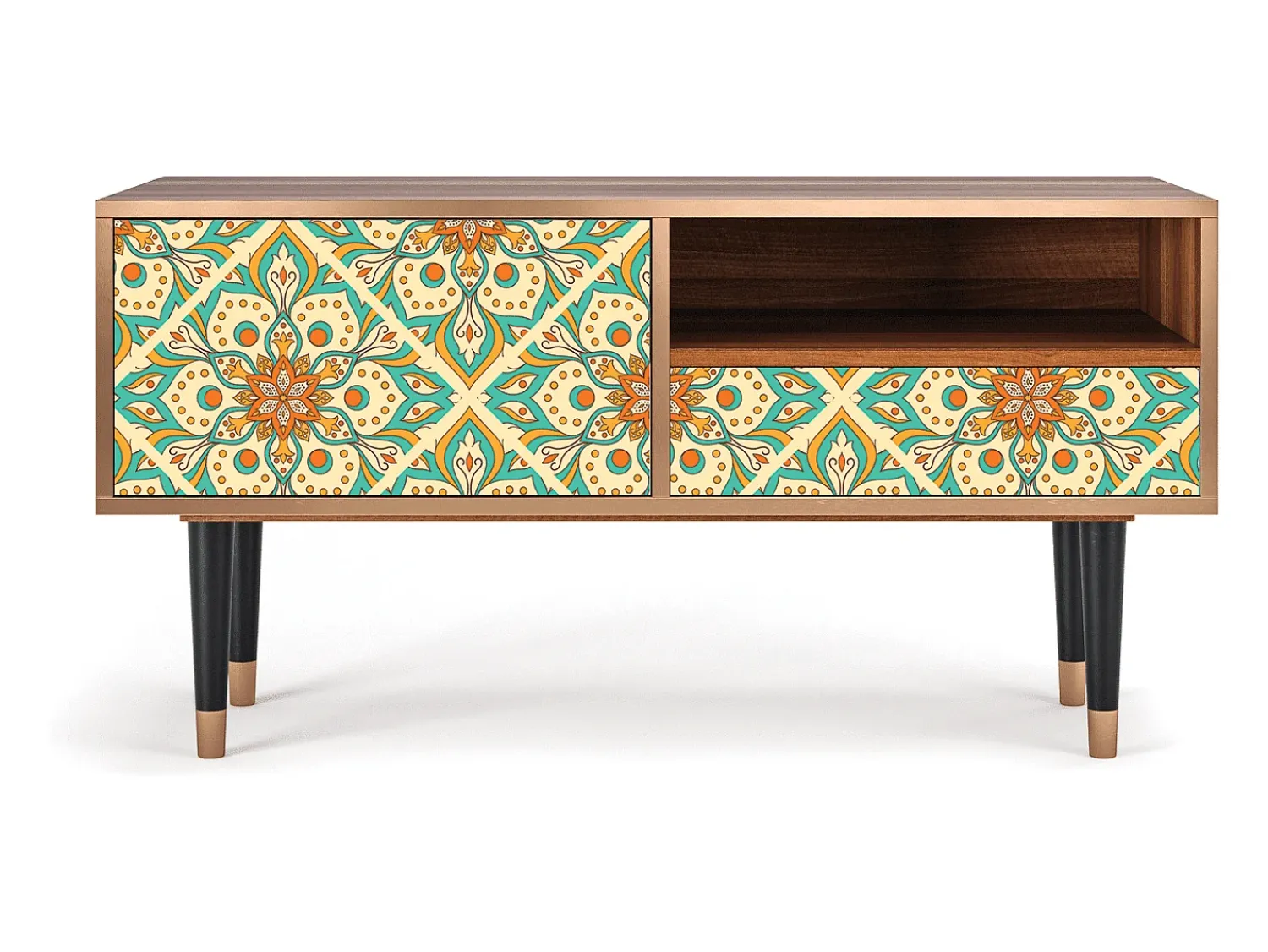 Mueble de TV - 115х59х48 cm - T3 - Hindu Daisy, Nogueira^ Móvel De Tv