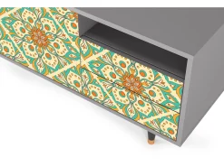Móvel De Tv| Mueble de TV - 125х56х41 cm - T7 - Hindu Daisy, Cinza Cinzento