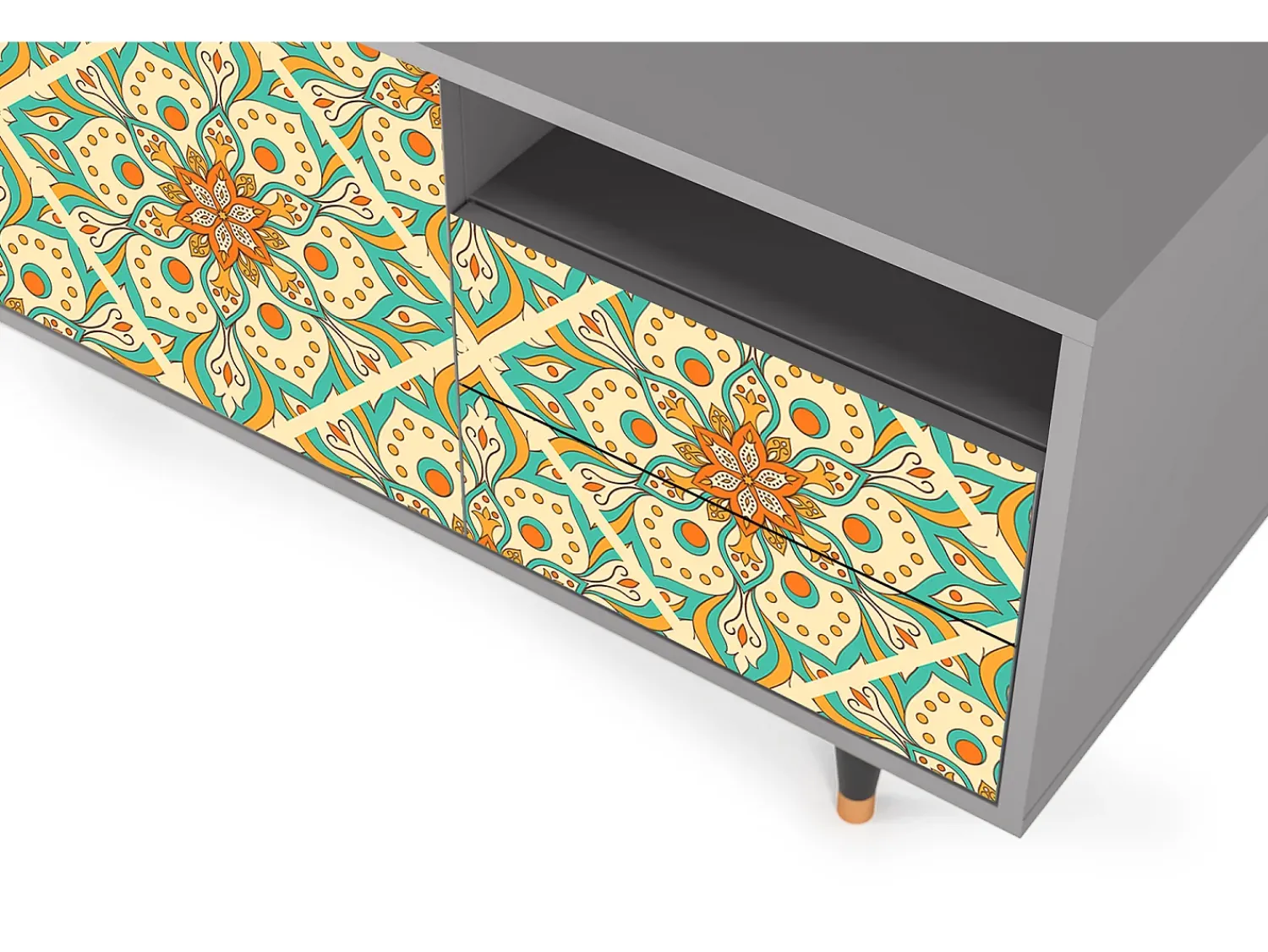 Móvel De Tv| Mueble de TV - 125х56х41 cm - T7 - Hindu Daisy, Cinza Cinzento