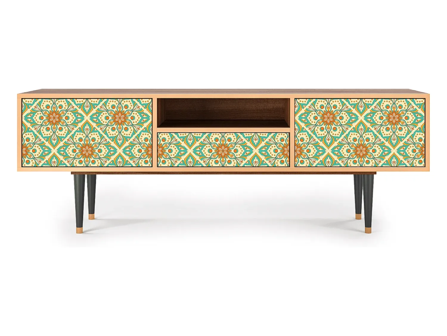 Móvel De Tv| Mueble de TV - 170х59х41 cm - T6 - Hindu Daisy, Nogueira Castanho