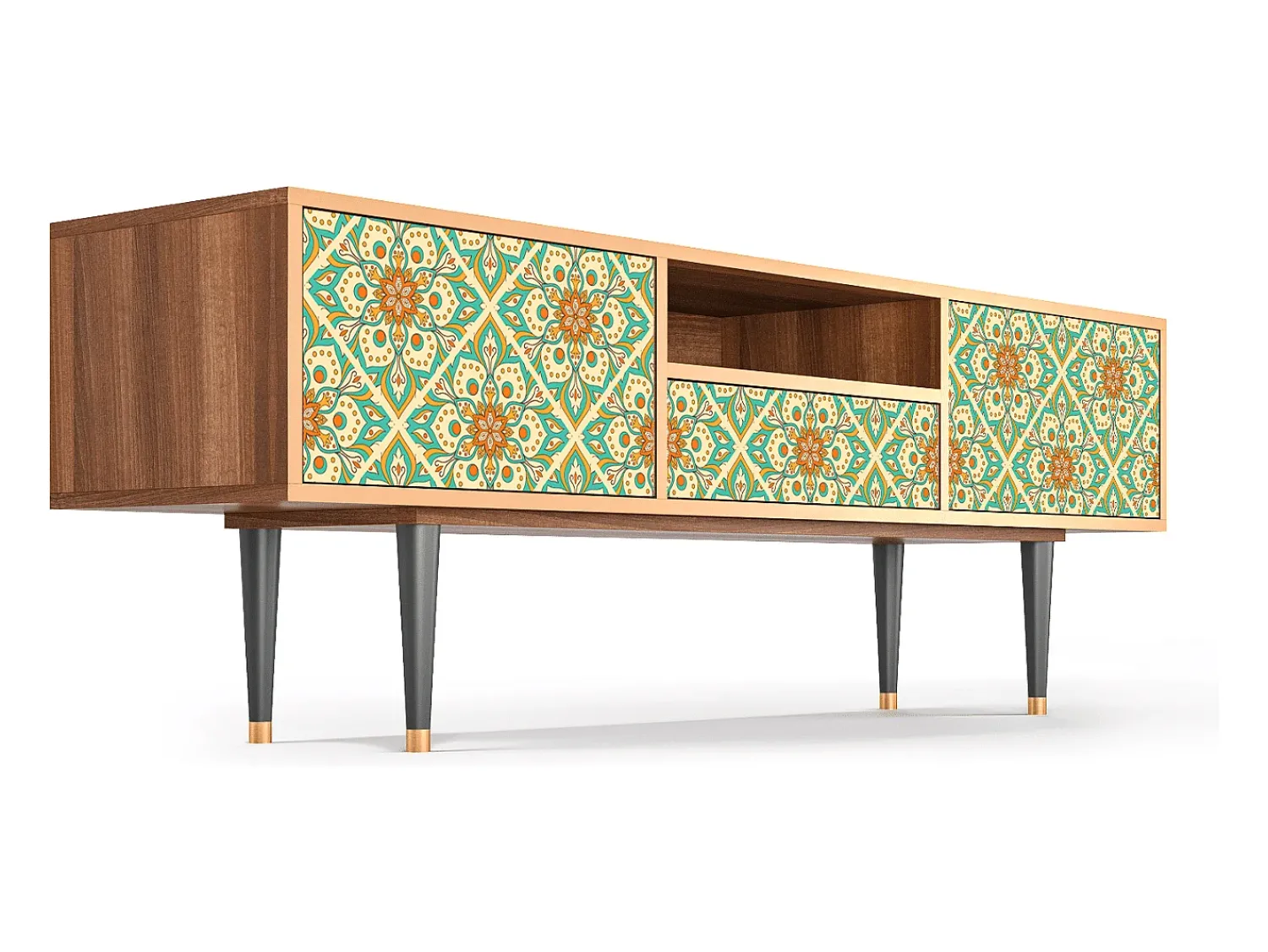Móvel De Tv| Mueble de TV - 170х59х41 cm - T6 - Hindu Daisy, Nogueira Castanho