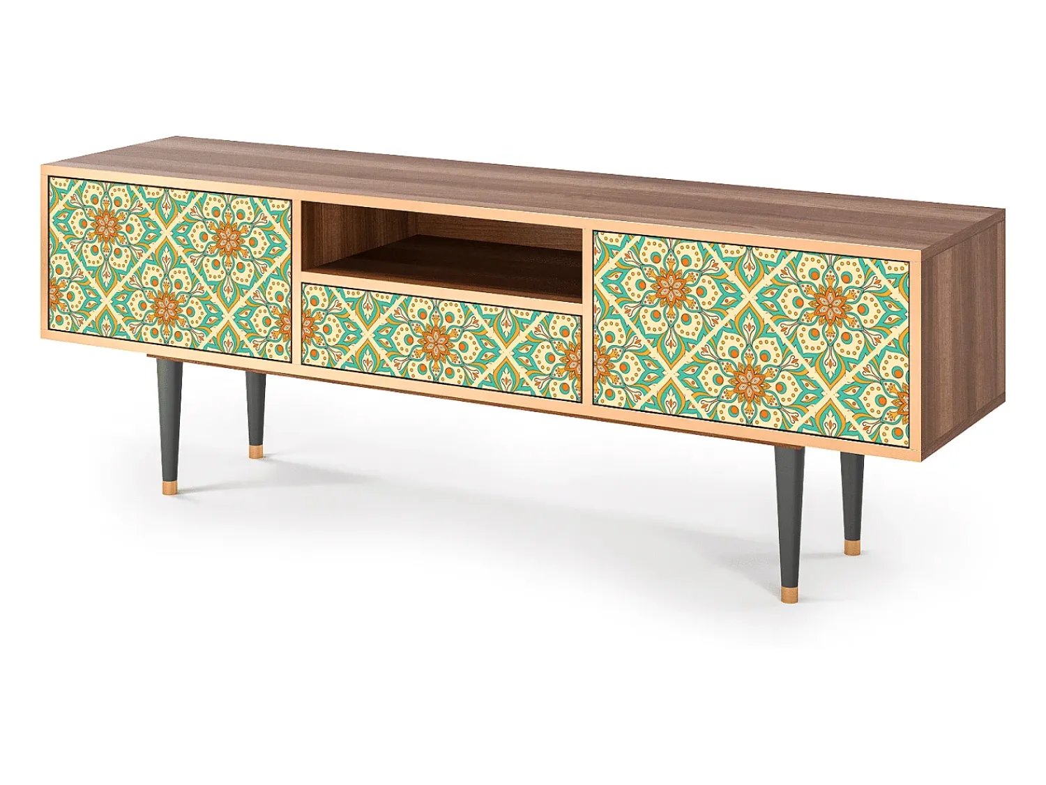 Móvel De Tv| Mueble de TV - 170х59х41 cm - T6 - Hindu Daisy, Nogueira Castanho