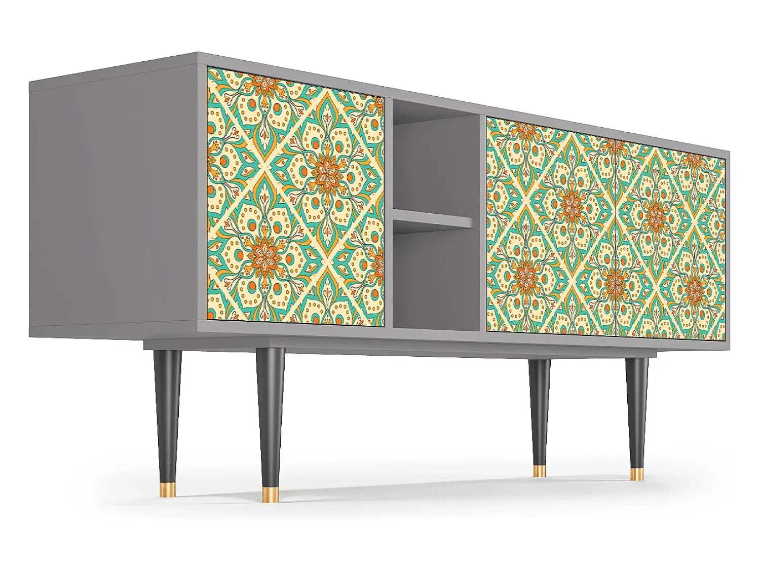 Móvel De Tv| Mueble de TV - 150х69х41 cm - T5 - Hindu Daisy, Cinza Cinzento
