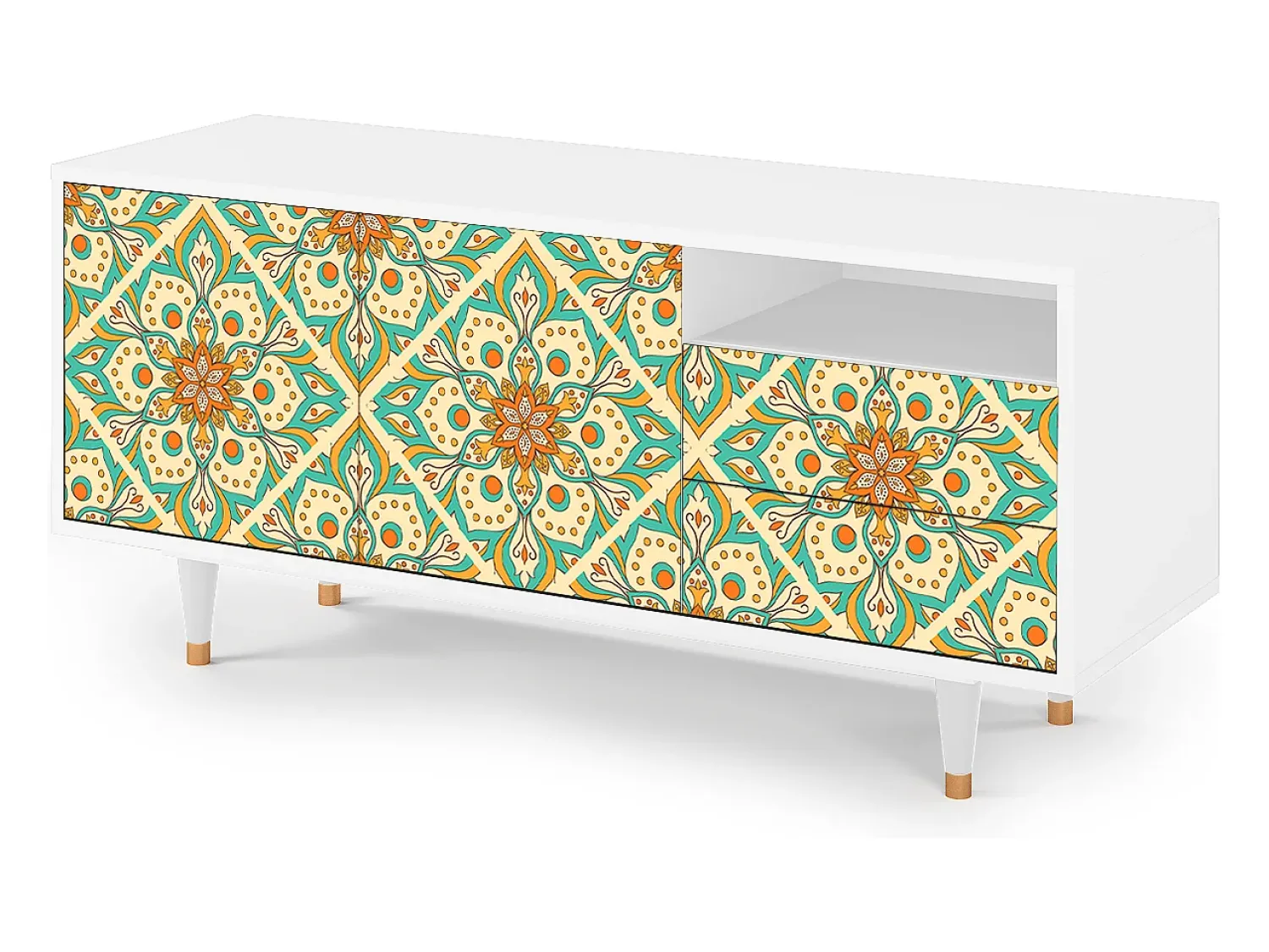 Sale Mueble de TV - 125х56х41 cm - T7 - Hindu Daisy, Branco Bege