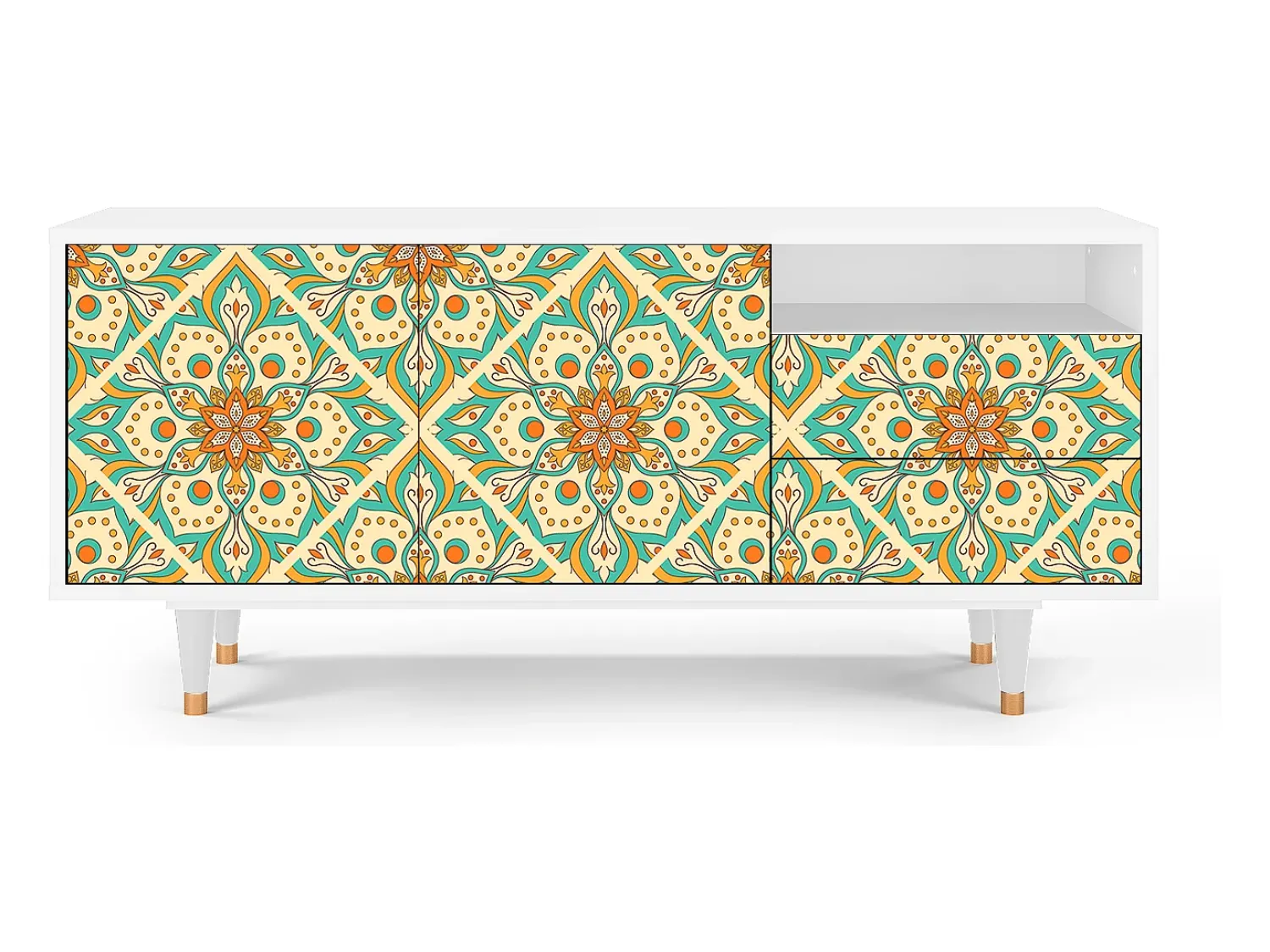 Sale Mueble de TV - 125х56х41 cm - T7 - Hindu Daisy, Branco Bege