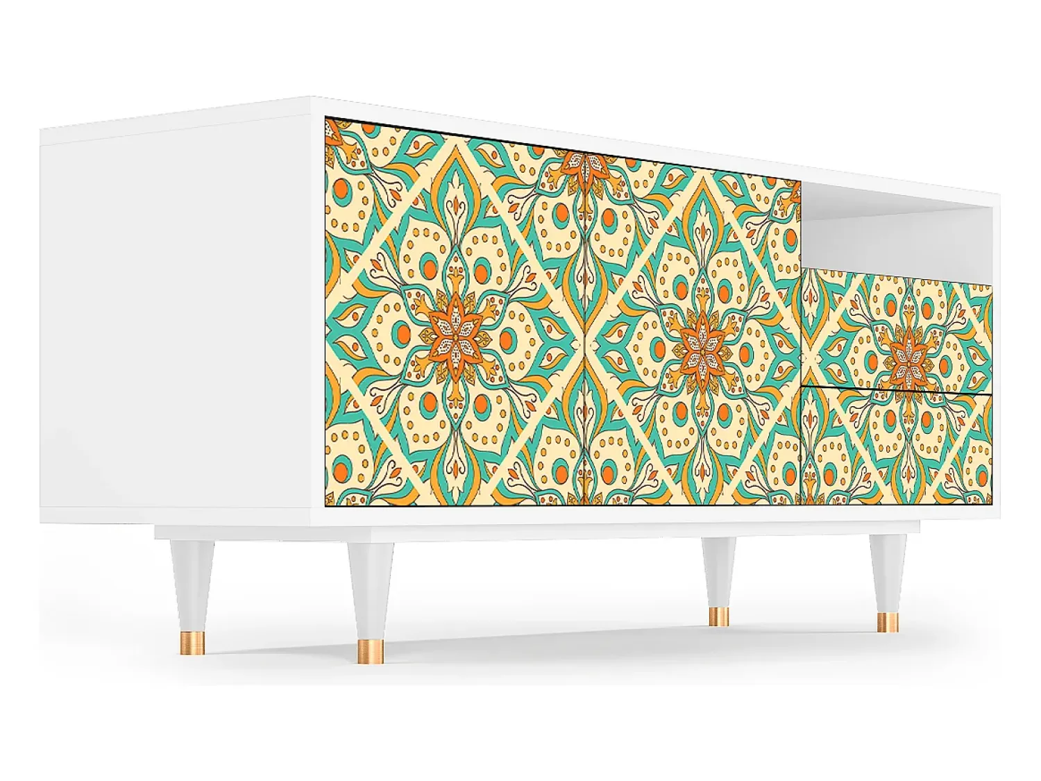 Sale Mueble de TV - 125х56х41 cm - T7 - Hindu Daisy, Branco Bege