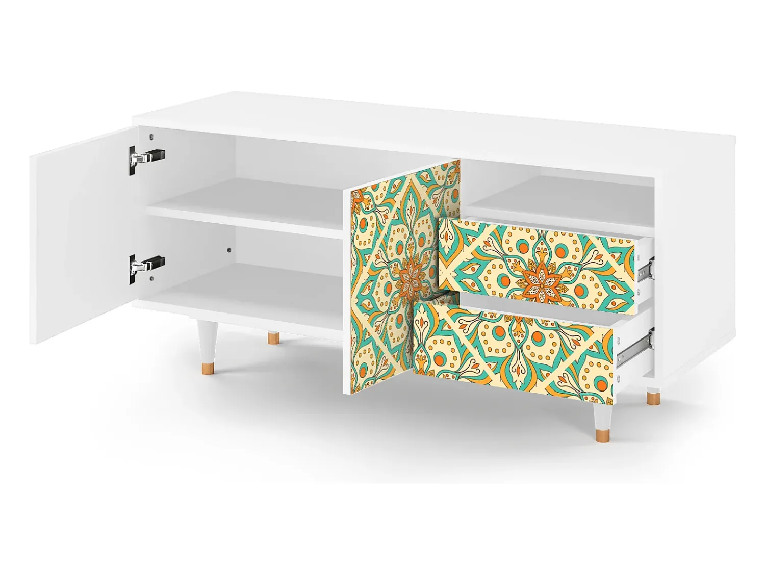 Sale Mueble de TV - 125х56х41 cm - T7 - Hindu Daisy, Branco Bege
