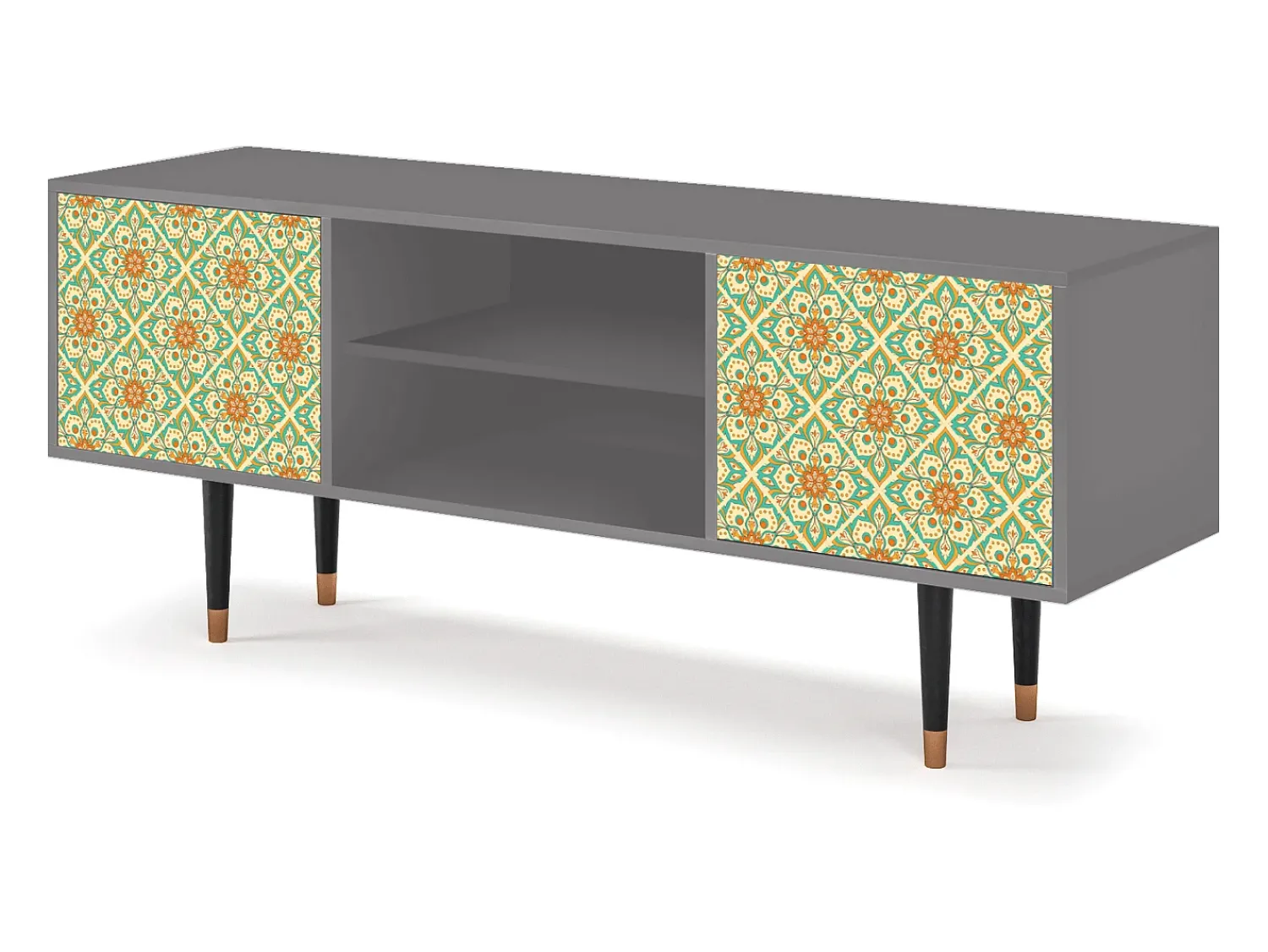 Móvel De Tv* Mueble de TV - 170х69х48 cm - T2 - Hindu Daisy, Cinza Cinzento