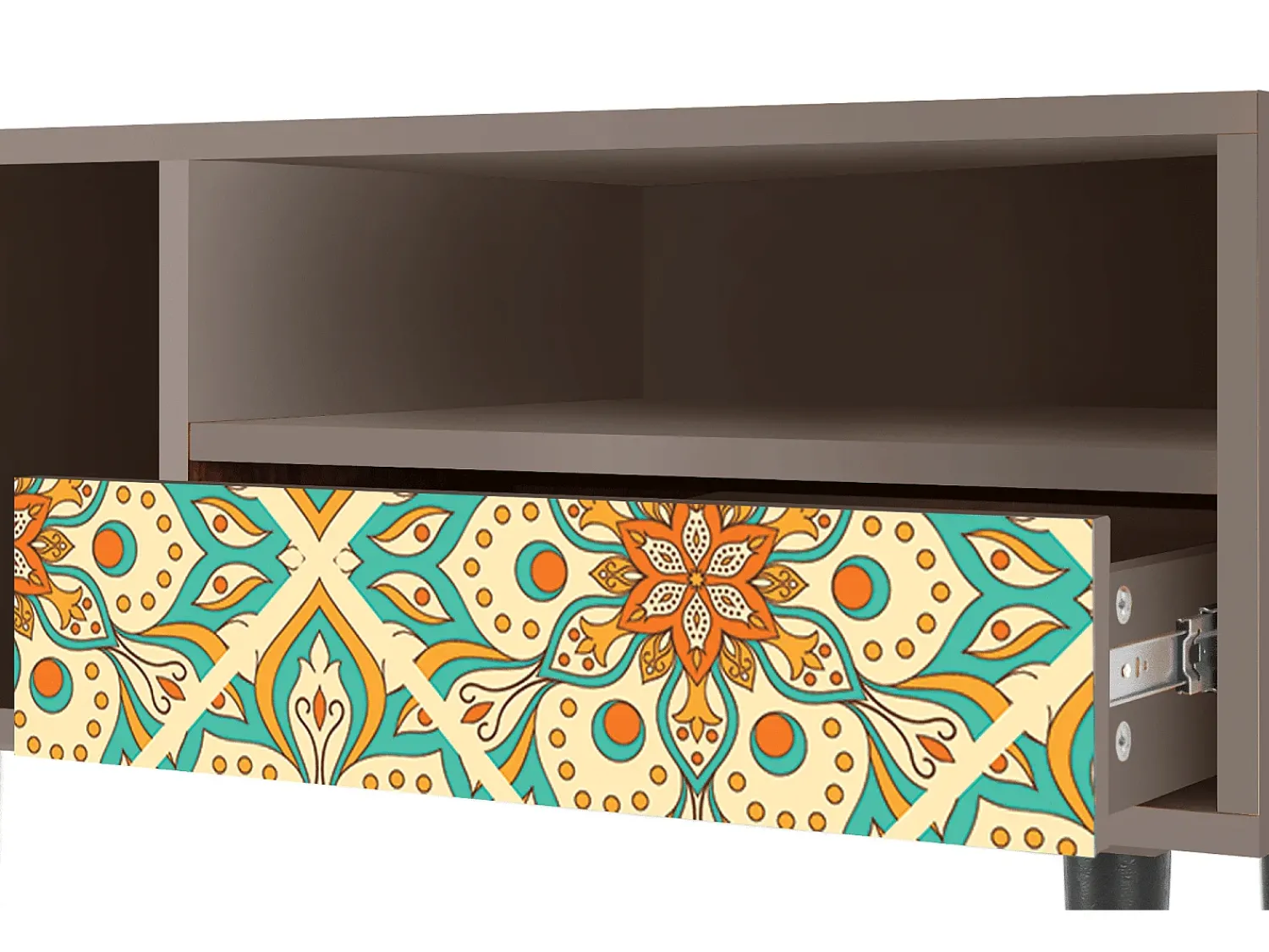 Clearance Mueble de TV - 115х59х48 cm - T3 - Hindu Daisy, Latte Bege