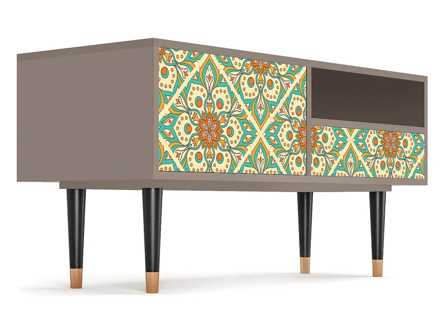 Clearance Mueble de TV - 115х59х48 cm - T3 - Hindu Daisy, Latte Bege