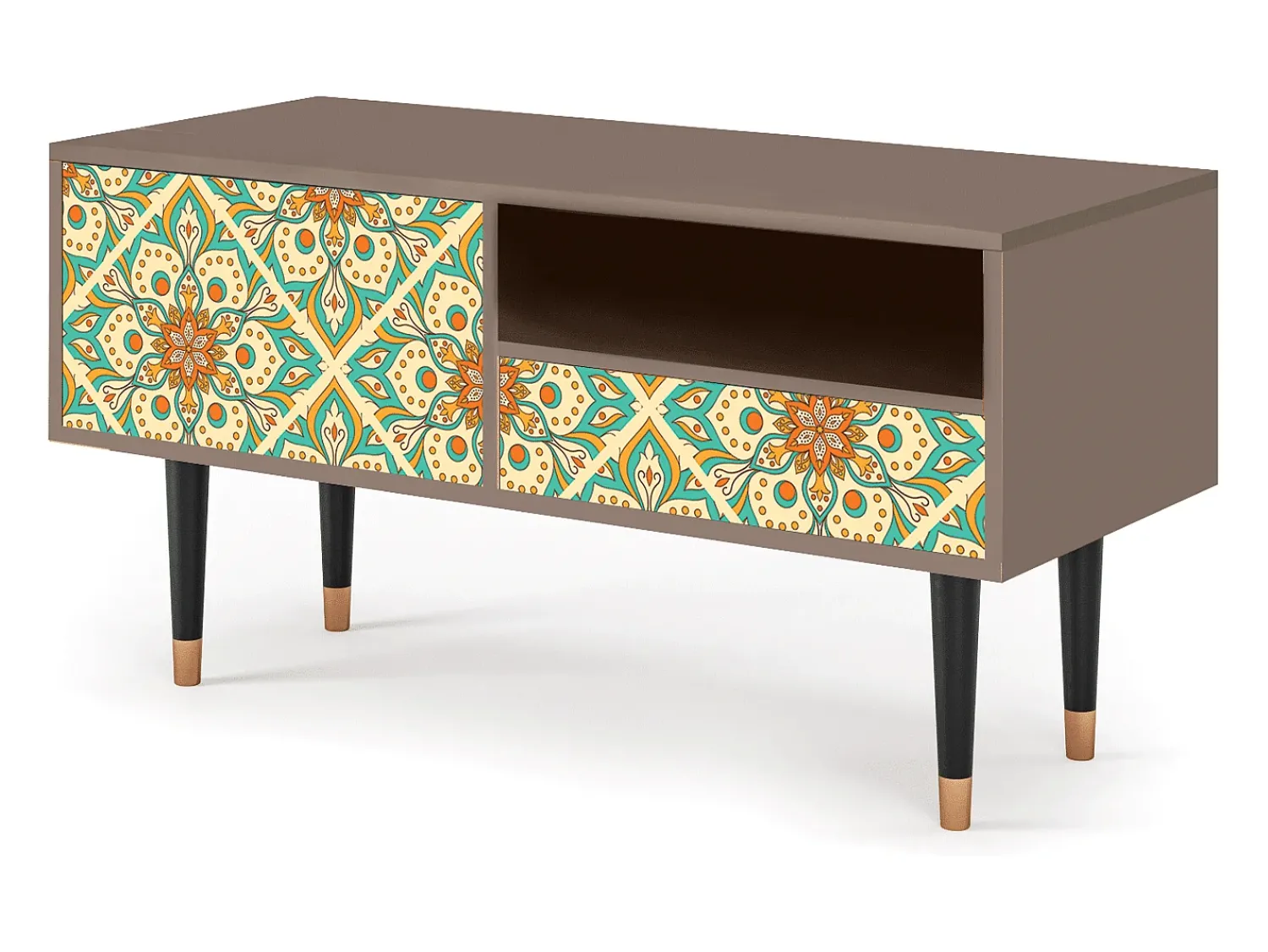 Clearance Mueble de TV - 115х59х48 cm - T3 - Hindu Daisy, Latte Bege